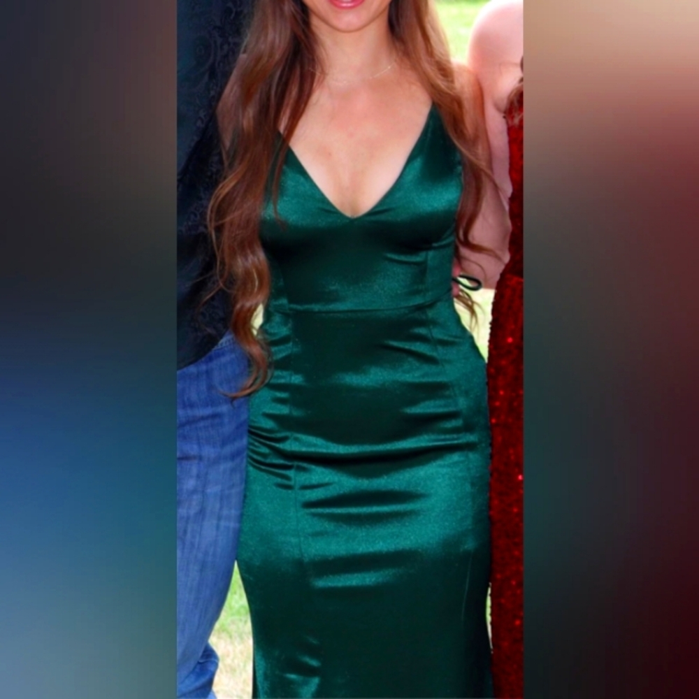 Green silk prom dress